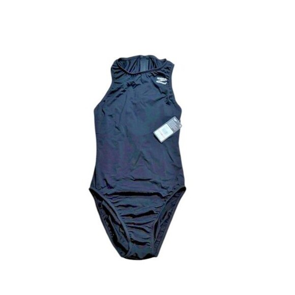 Speedo Women's Size 12/38 Team Black Endurance+ One Piece Swimsuit  Zip Back $75 - Picture 1 of 7